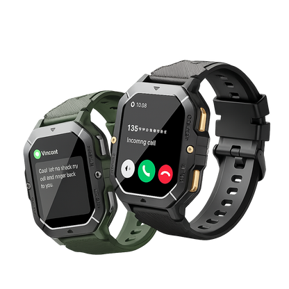 Montre connectée Fashion – Appels Bluetooth, Suivi Santé, affichant appels entrants et notifications.